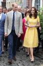 <p>In a yellow Jenny Packham dress visting the German Cancer Research Centre in Heidelberg.</p>