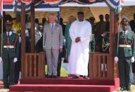 <p>The Prince of Wales and the Duchess of Cornwall attend an official welcome ceremony at the State House in the Gambia. </p>