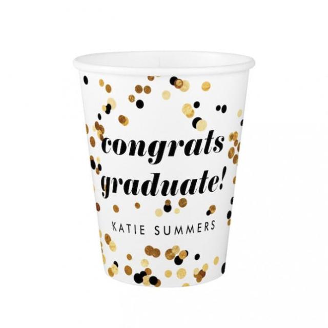 Plastic Yellow Congrats Grad Disposable Cups