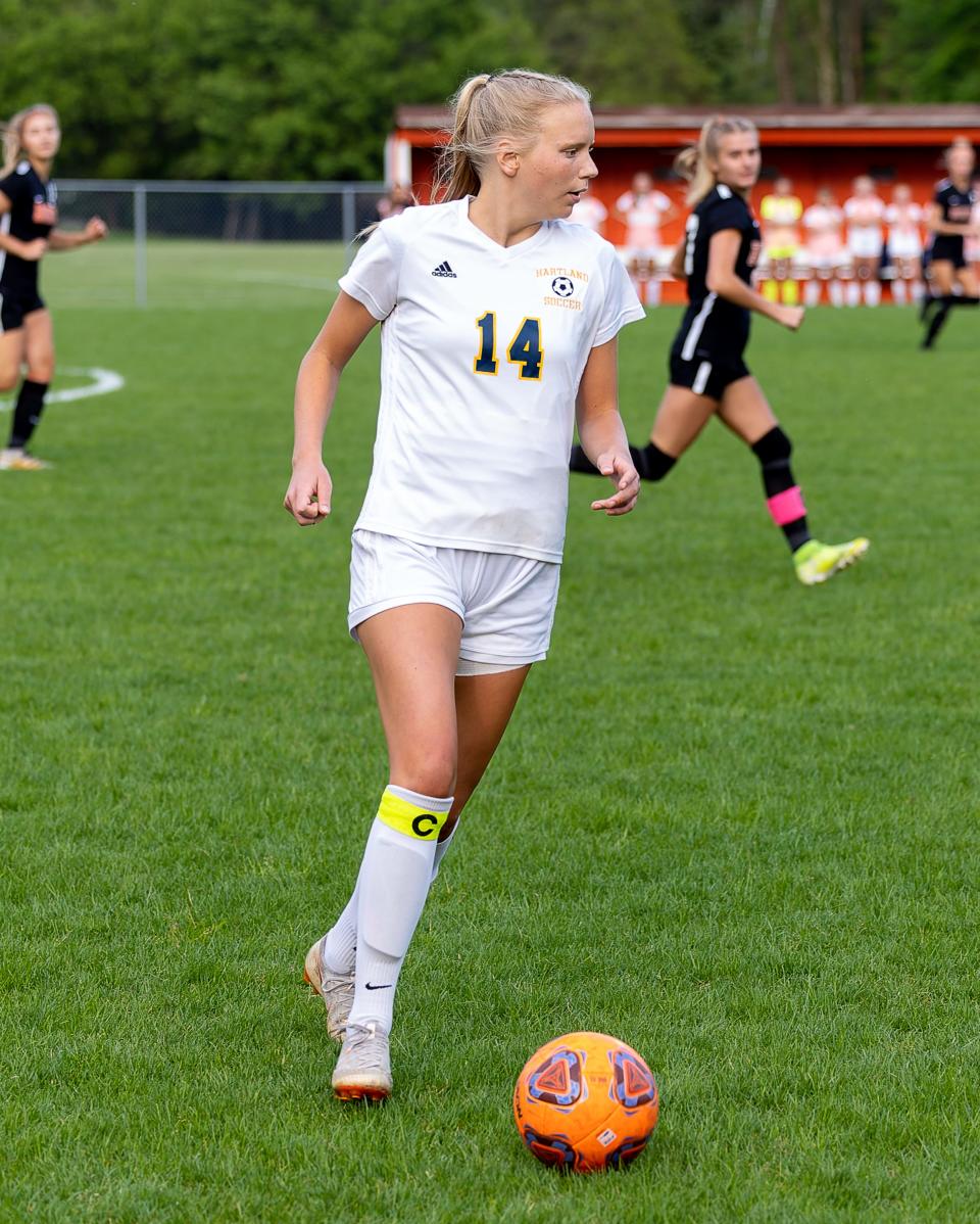 Hartland's Hannah Kastamo had a goal and one assist in a 2-1 victory over Milford in a district semifinal game.