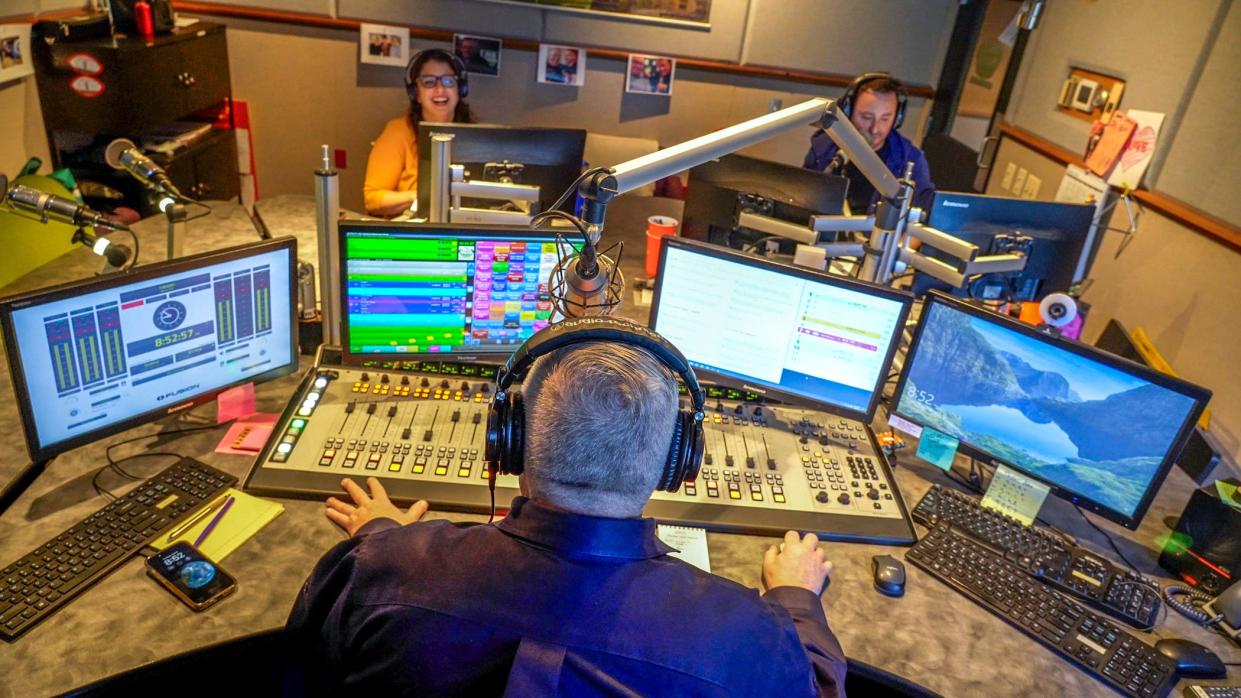 Long-running Providence morning radio host Giovanni with the morning crew at 92 PRO-FM.