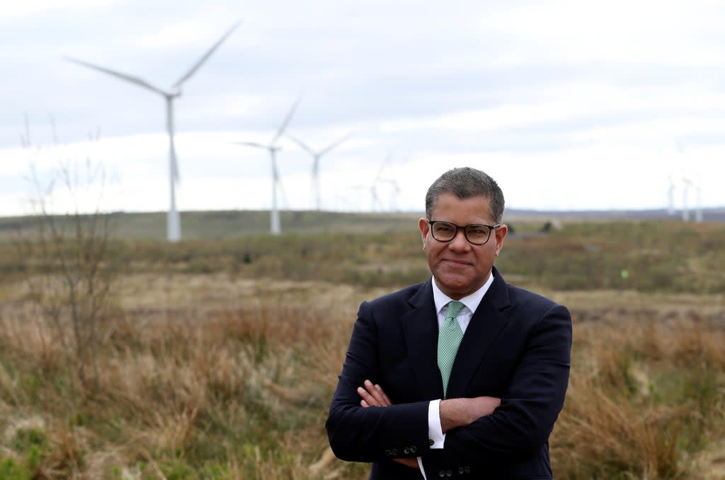 Cop26 president Alok Sharma at Whitelee Windfarm near Glasgow (PA) (PA Wire)