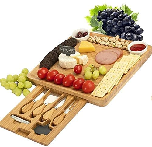 CTFT Cheese Board and Knife Set Bamboo Charcuterie Platter Serving Tray Wooden Cheese Cutting Board Set Gifts for Housewarming Anniversary Wedding Birthday (Amazon / Amazon)