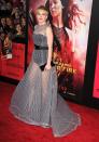 <p>This dress had a lot of people talking when the actress turned up in a sheer gown and a pixie hair cut. She changed her girl-next-door look to sexy and chic at The Hunger Games, 'Catching Fire' premiere in Los Angeles on November 18, 2013 .</p>