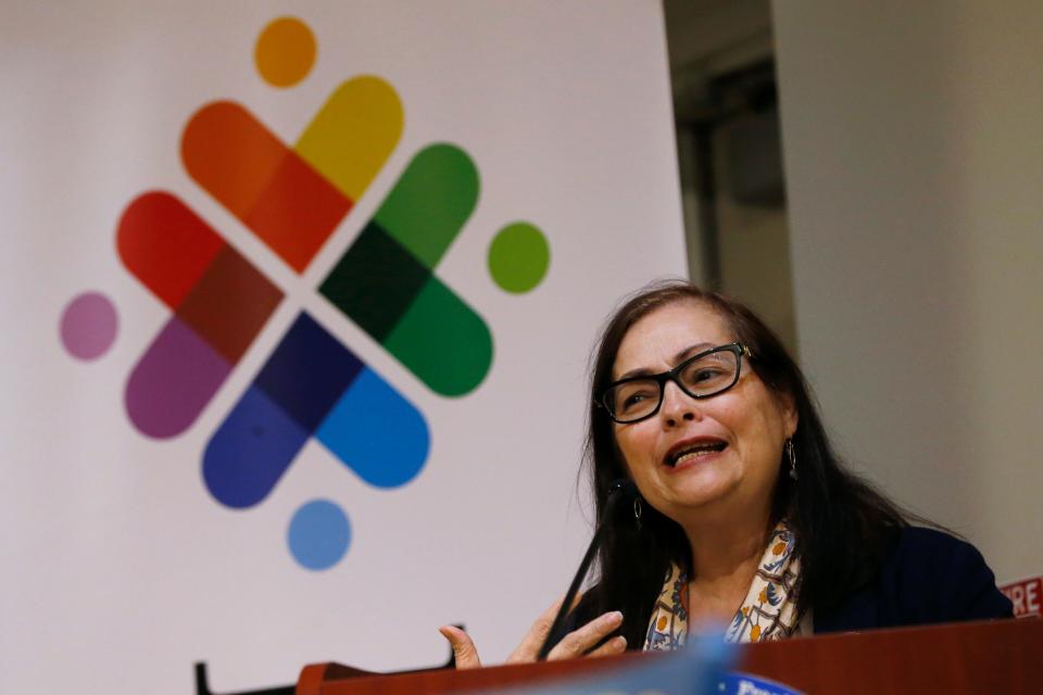 FILE - District Attorney Deborah Gonzalez speaks at the Seats of Justice Awards Ceremony in Athens, Ga., on Wednesday, Oct. 26, 2022. Gonzalez's office is facing a Marsy's Law complaint, again.