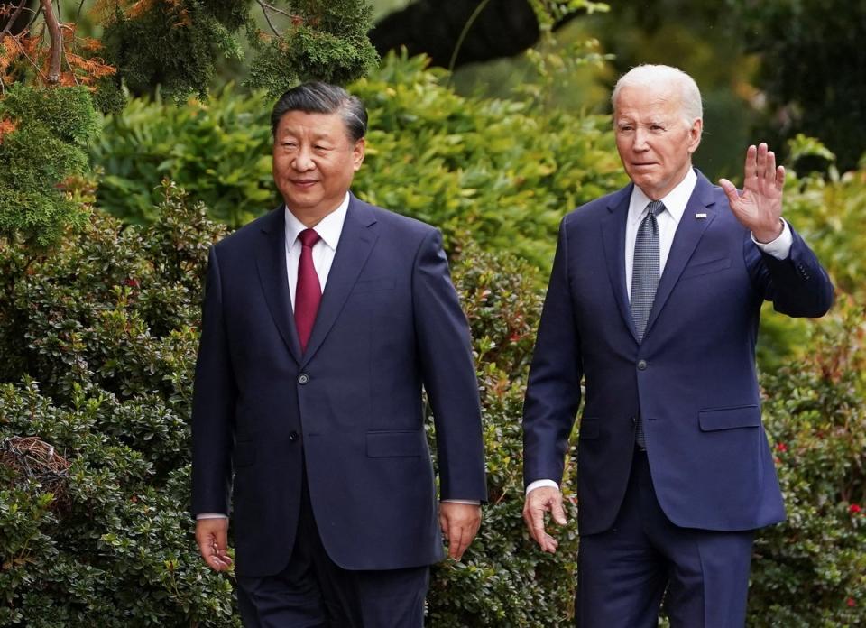 Xi and Biden take a walk on the Filoli estate in Woodside, California (REUTERS)