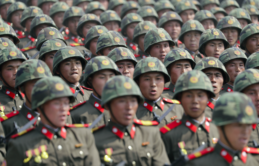 <em>Soliders in North Korea are being told to prepare for war (Rex)</em>