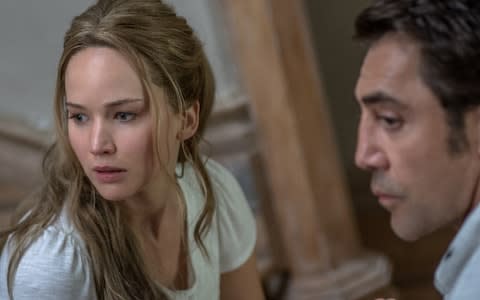 Jennifer Lawrence and Javier Bardem in Mother! - Credit: © 2017 Paramount Pictures