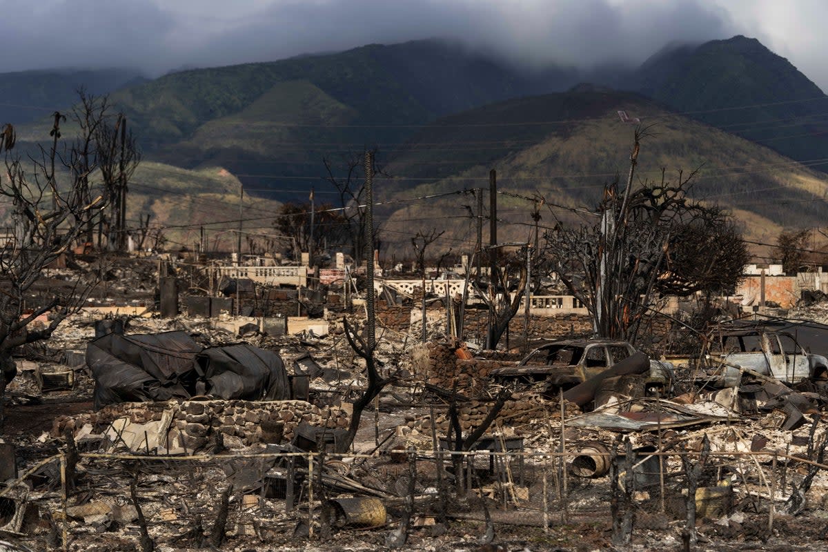 The aftermath of a wildfire in Lahaina, Hawaii on August 21, 2023. The US government released its cyclical, comprehensive climate report on Tuesday giving an overview of how the US is being impacted by the climate crisis today, and what the future is likely to hold  (Copyright 2023 The Associated Press. All rights reserved)