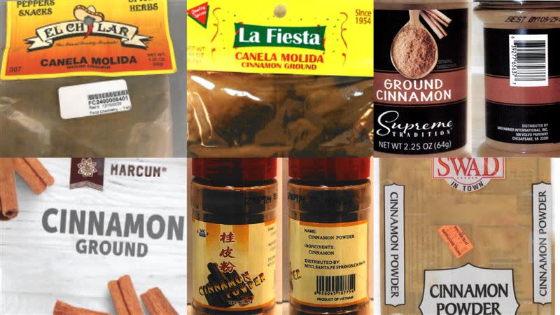 「6大品牌」肉桂粉被驗出含鉛量超標，美國FDA要求消費者立即停用有問題的產品。（圖／翻攝自美國FDA）