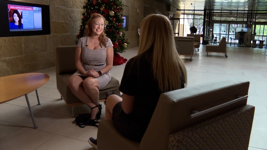 Council Member Mackenzie Kelly in an interview with KXAN City Hall Reporter Grace Reader