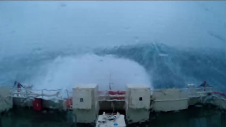 Extreme weather battered the British North Sea during Storm Gertrude. Picture: YouTube/Bigwavemaster1