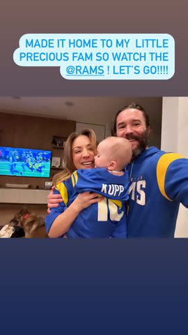 <p>Kaley Cuoco/instagram</p> Kaley Cuoco and her family watch the Los Angeles Rams game