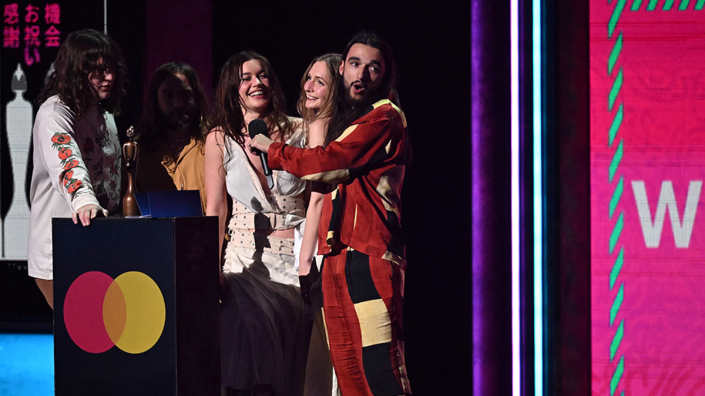 Wet Leg celebrate after Brits Awards win (Getty)