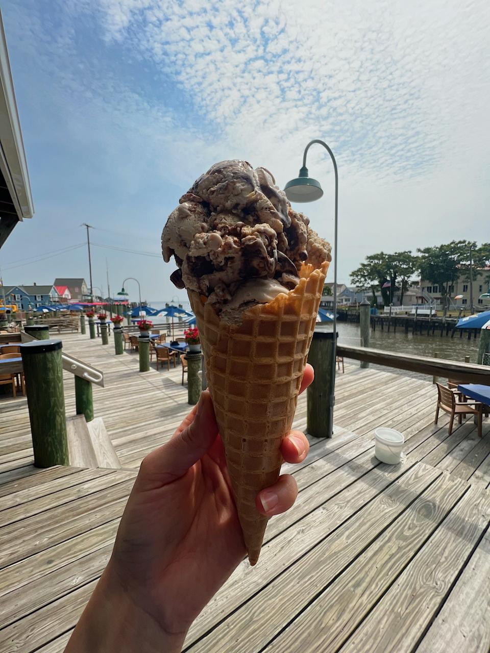 Barnacles Ice Cream in Frederica is located at JP's Wharf and offer sweets treats with an even sweeter view.