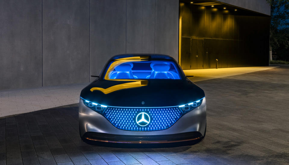 Mercedes-Benz VISION EQS, IAA 2019, der VISION EQS zeigt  einen Ausblick auf ein Konzept eines vollelektrischen Fahrzeugs der Luxusklasse. // Mercedes-Benz VISION EQS, IAA 2019, the VISION EQS provides an outlook on a concept for a fully-electric vehicle in the luxury class.