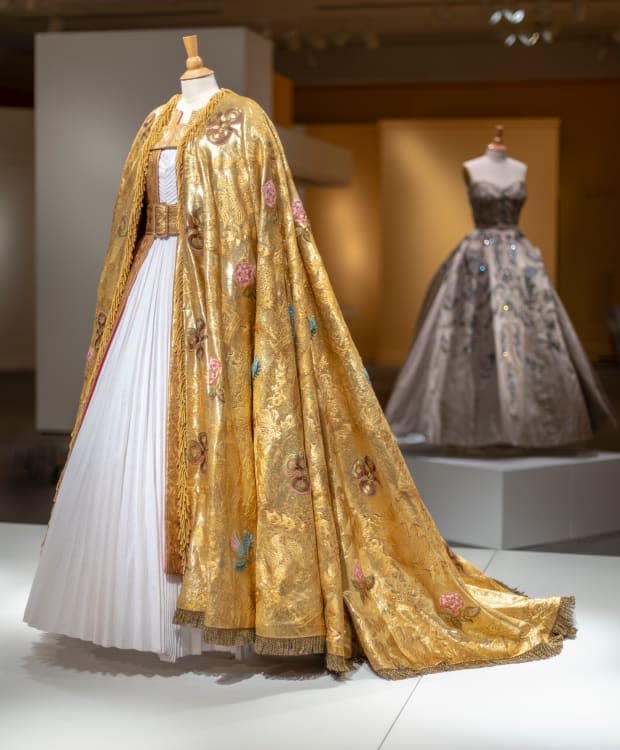 <em>Queen Elizabeth II's coronation robes at front and Princess Margaret's gown at back right, both designed by Michele Clapton for 'The Crown' season one and to be on display in 'Costuming the Crown' at the Winterthur. Photo: Courtesy of the Winterthur</em>