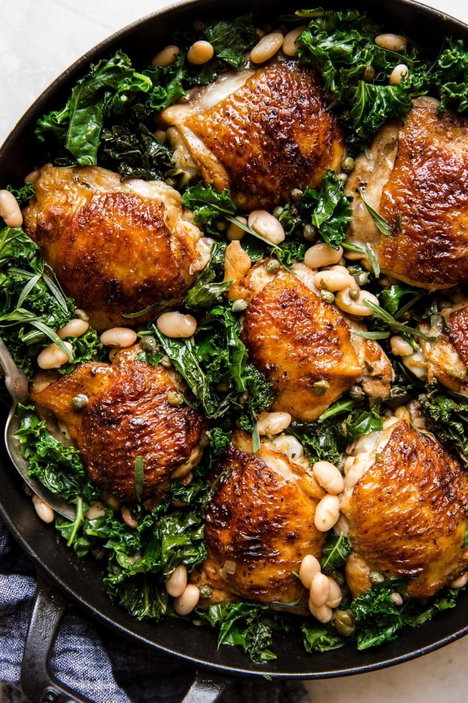 Braised Chicken With Kale And White Beans