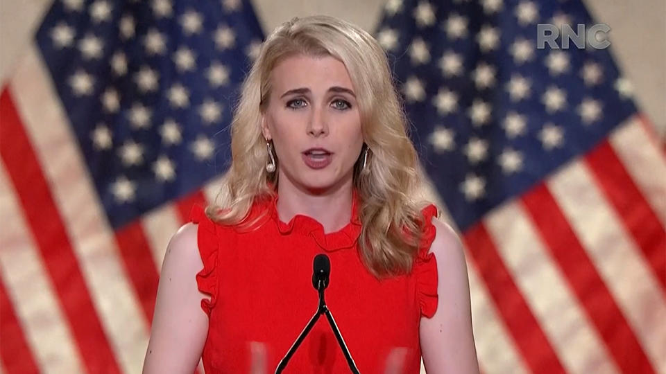 Natalie Harp speaks during the virtual Republican National Convention on August 24, 2020. (via Reuters TV)