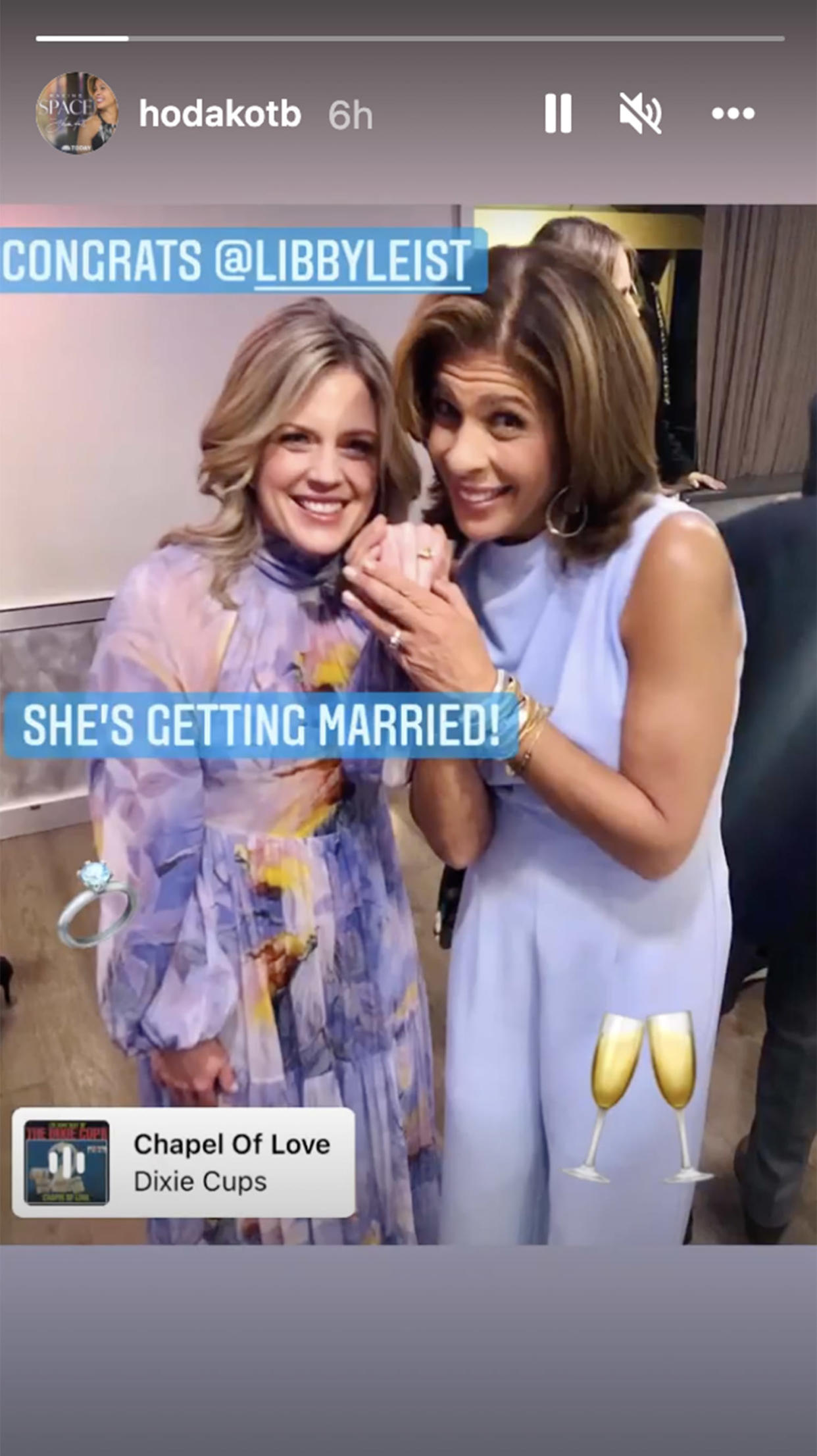 Hoda celebrated Libby's engagement with a sweet message on Instagram. (hodakotb/Instagram)