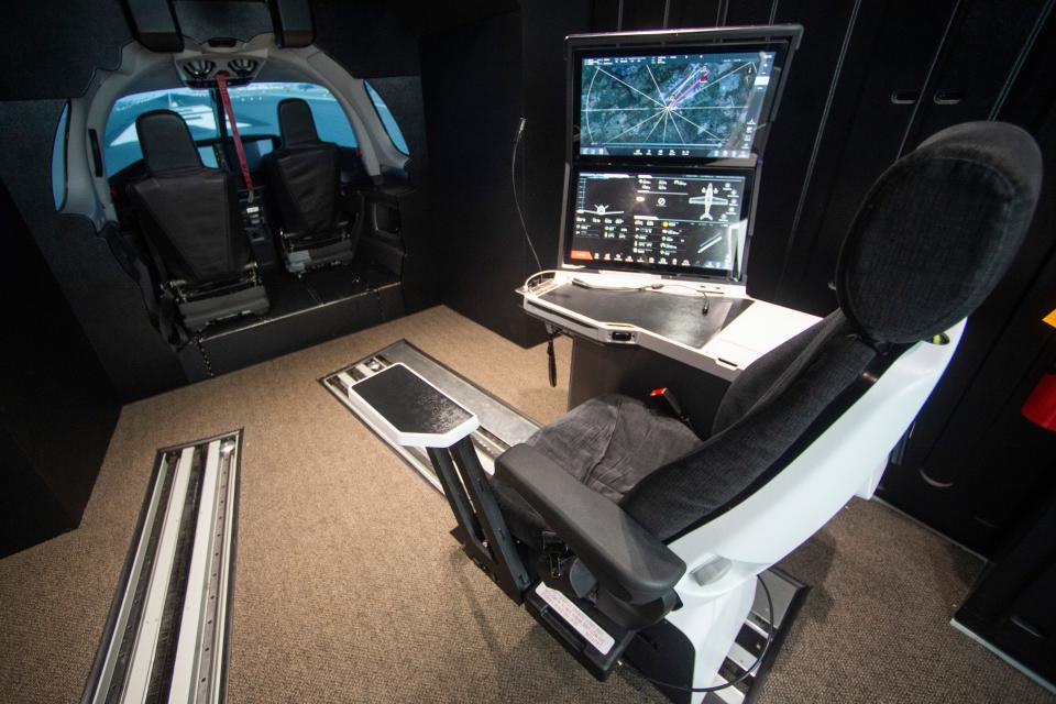 A flight simulator at Cirrus Aircraft's flight training center located at 112 Cirrus Landing next to McGhee Tyson Airport in Alcoa on Tuesday, July 19, 2022. The company has invested about $19 million in Knoxville since breaking ground on their new campus in November 2015.