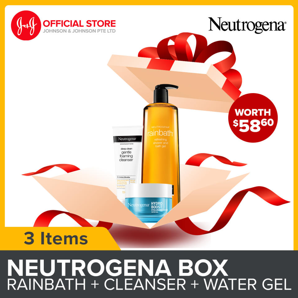 [Bundle of 3] Neutrogena Brand Box (Rainbath Body Wash, Foaming Cleanser, Water Gel). (Photo: Lazada SG)