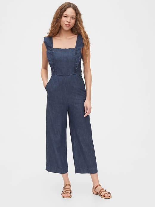 Ruffle Apron Wide-Leg Jumpsuit