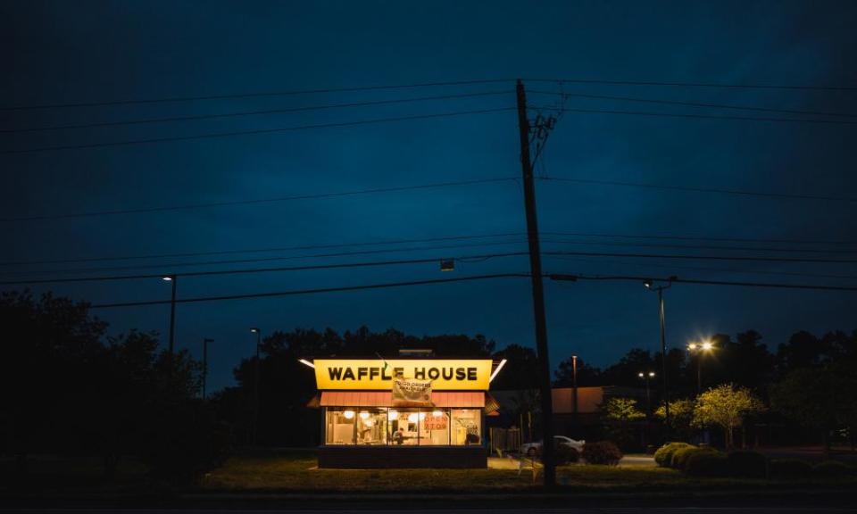 A Waffle House Inc restaurant open for take-out only in Cartersville, Georgia. The state’s stay-at-home order expires on 30 April.