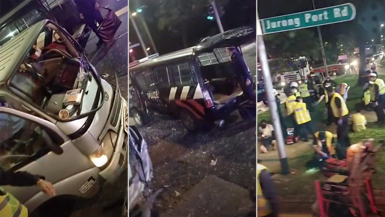 Screengrabs taken from a video of the accident scene that was circulated over social media.