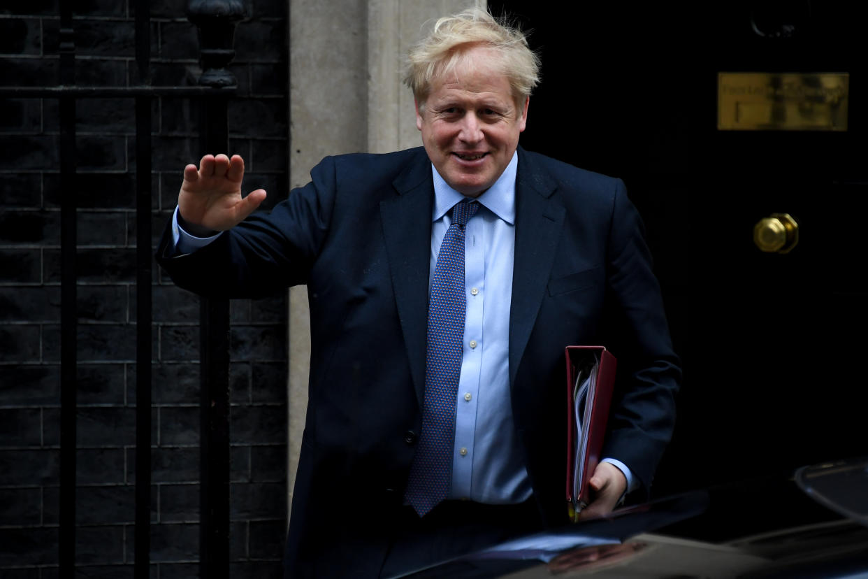 Prime Minister Boris Johnson leaves 10 Downing Street for the first Prime Minister's Questions session after Brexit on February 5, 2020 in London, England. (Photo by Alberto Pezzali/NurPhoto via Getty Images)