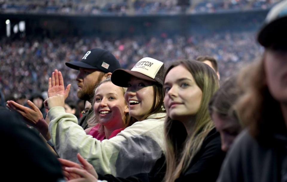 Fans sing along with Mitchell Tenpenny as he performs at Beaver Stadium before Luke Combs on Saturday, April 27, 2024. Abby Drey/adrey@centredaily.com