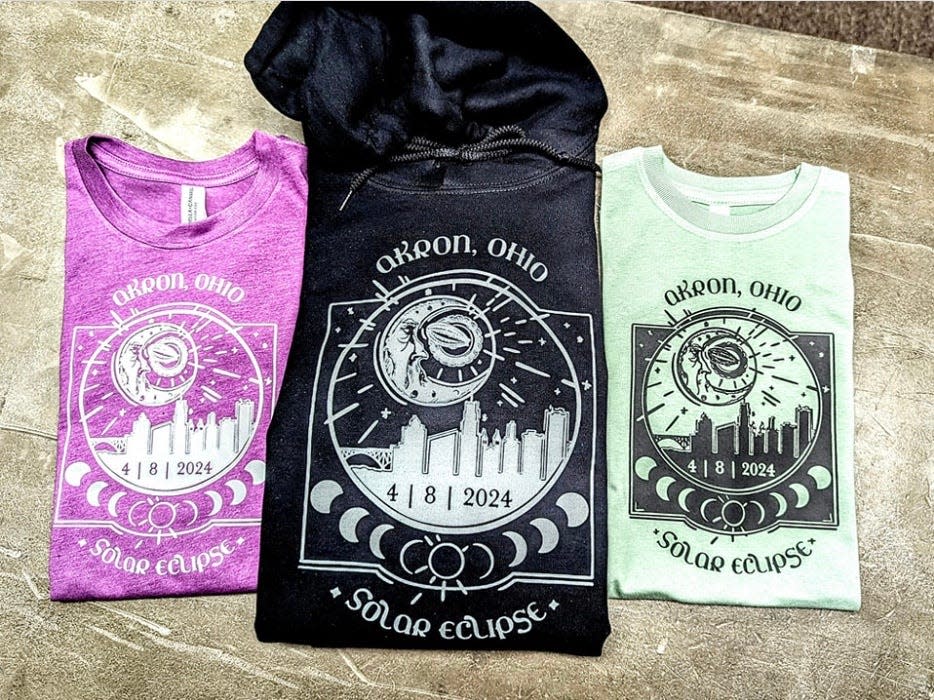 Rubber City Clothing will offer Akron eclipse swag for sale at the Eclipse Party at Jilly's Music Room April 8.