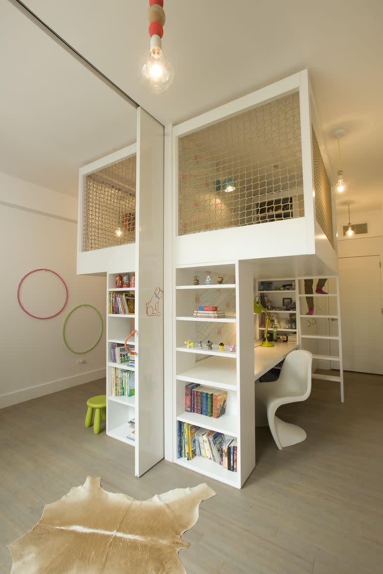 <p> If the playroom in your home is also a space to hunker down and do homework, or even just if it's small but you still want to go above and beyond, use your vertical space. A ceiling-high playpen will feel like a fort in the sky. Just as chicken nuggets and it's like the McDonald's playland of your childhood dreams. </p>