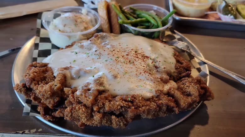 massive chicken fried steak plate