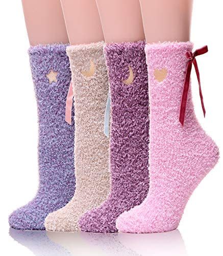 25) Womens Girls Fuzzy Socks Slipper Socks Soft Cabin Warm Cute Cozy Fluffy Winter Christmas Slipper Socks