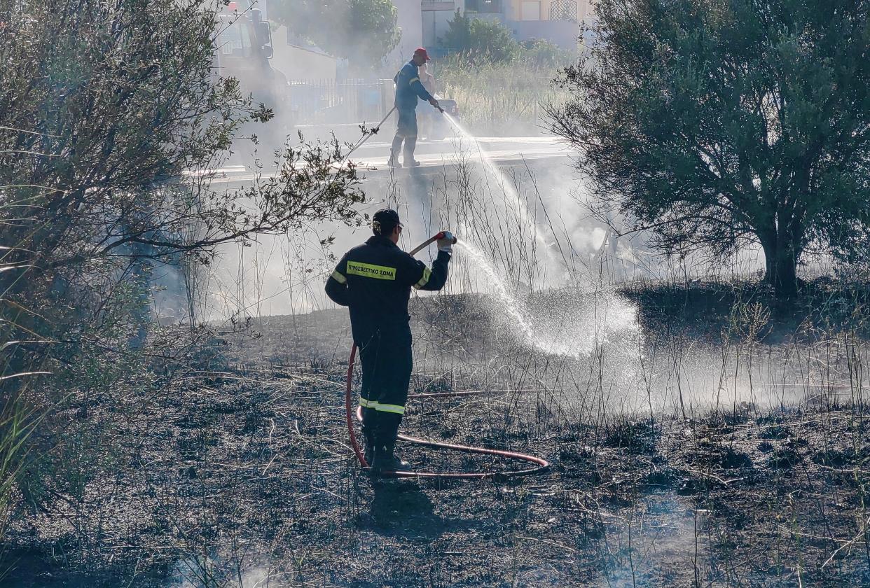 Wildfires in the Peloponnese region of Greece on Wednesday (EPA)