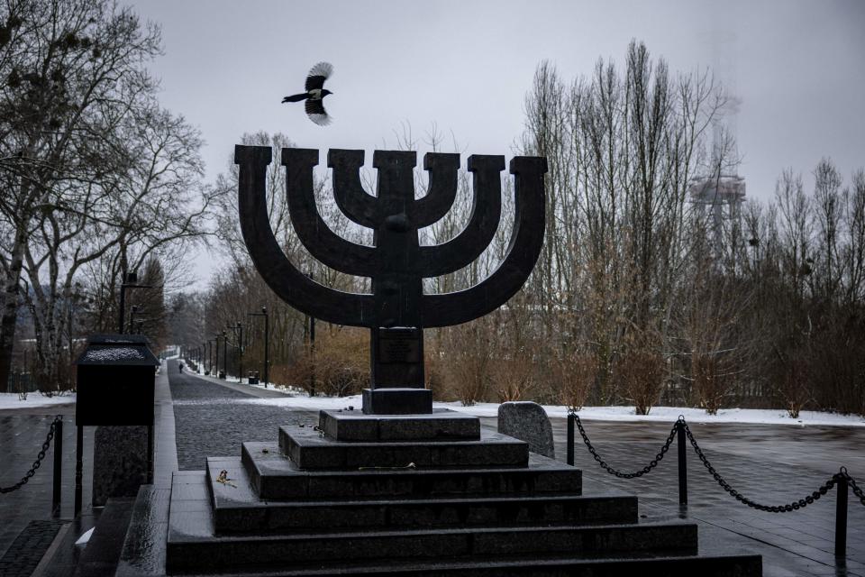 A view of the Babi Yar Holocaust Memorial Center in Kyiv, which was the site of a Russian strike in March.