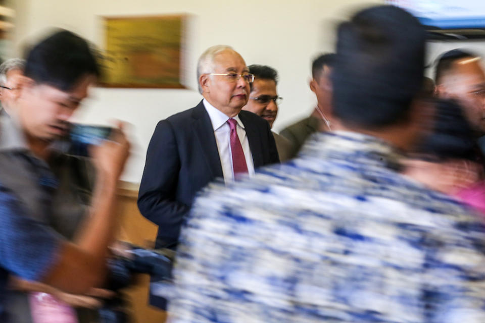 Former prime minister Datuk Seri Najib Razak is seen at the Kuala Lumpur High Court December 4, 2019. — Picture by Firdaus Latif