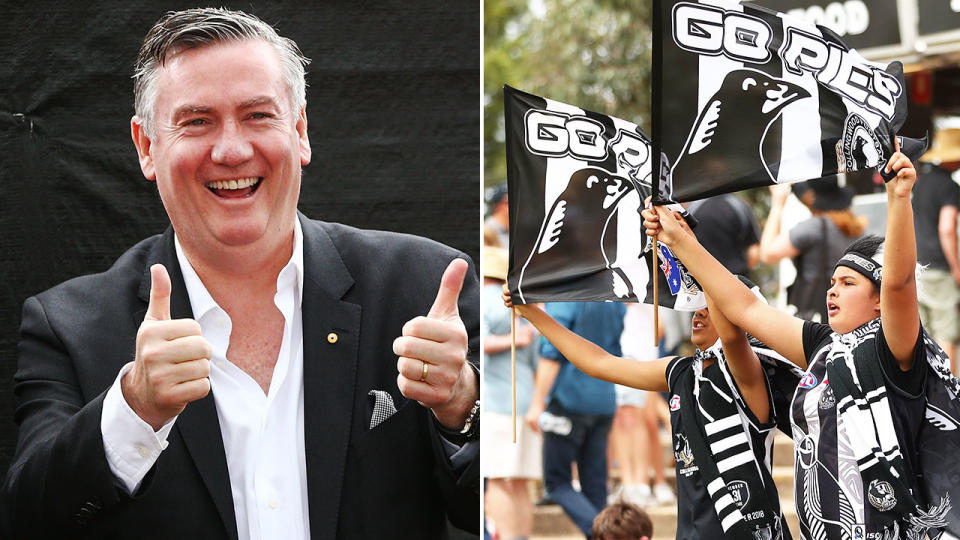 Seen here, Eddie McGuire says fans are still buying season membership amid the virus crisis.