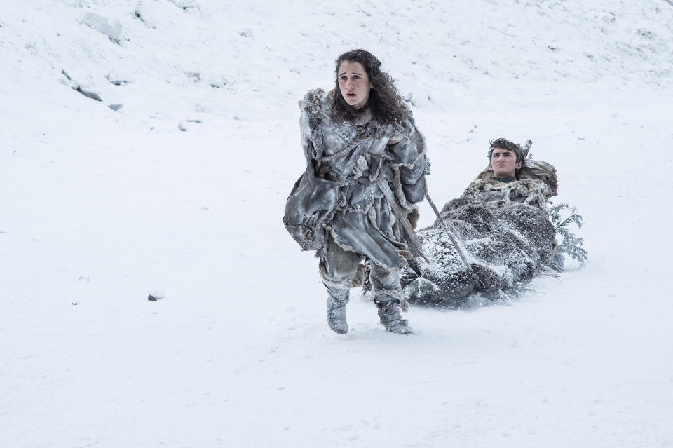 Ellie Kendrick and Isaac Hempstead Wright in Game of Thrones | Helen Sloan—HBO