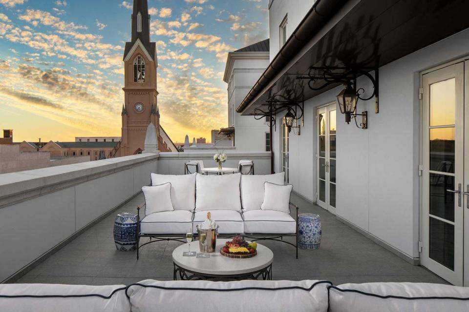 Terrace space at the Hotel Bennett, in Charleston, SC