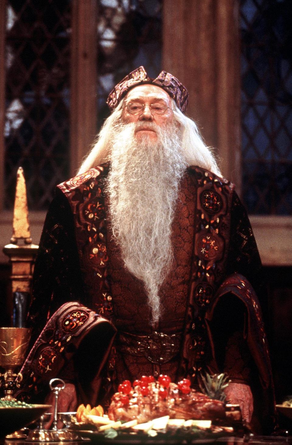 HOLLYWOOD, :  This undated file photo shows Irish actor Richard Harris in the role of Professor Dumbledore in the US film 