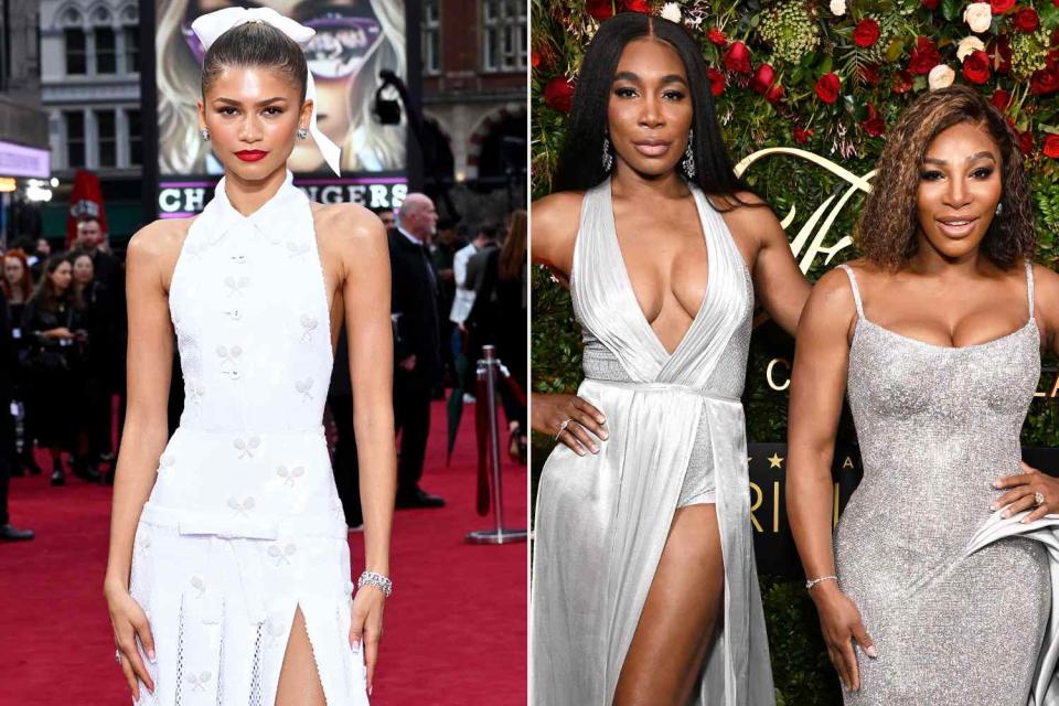 <p>Gareth Cattermole/Getty; Michael Kovac/Getty Images for Champagne Collet & OBC Wines</p> (Left-right:) Zendaya on April 10; Venus and Serena Williams in 2022