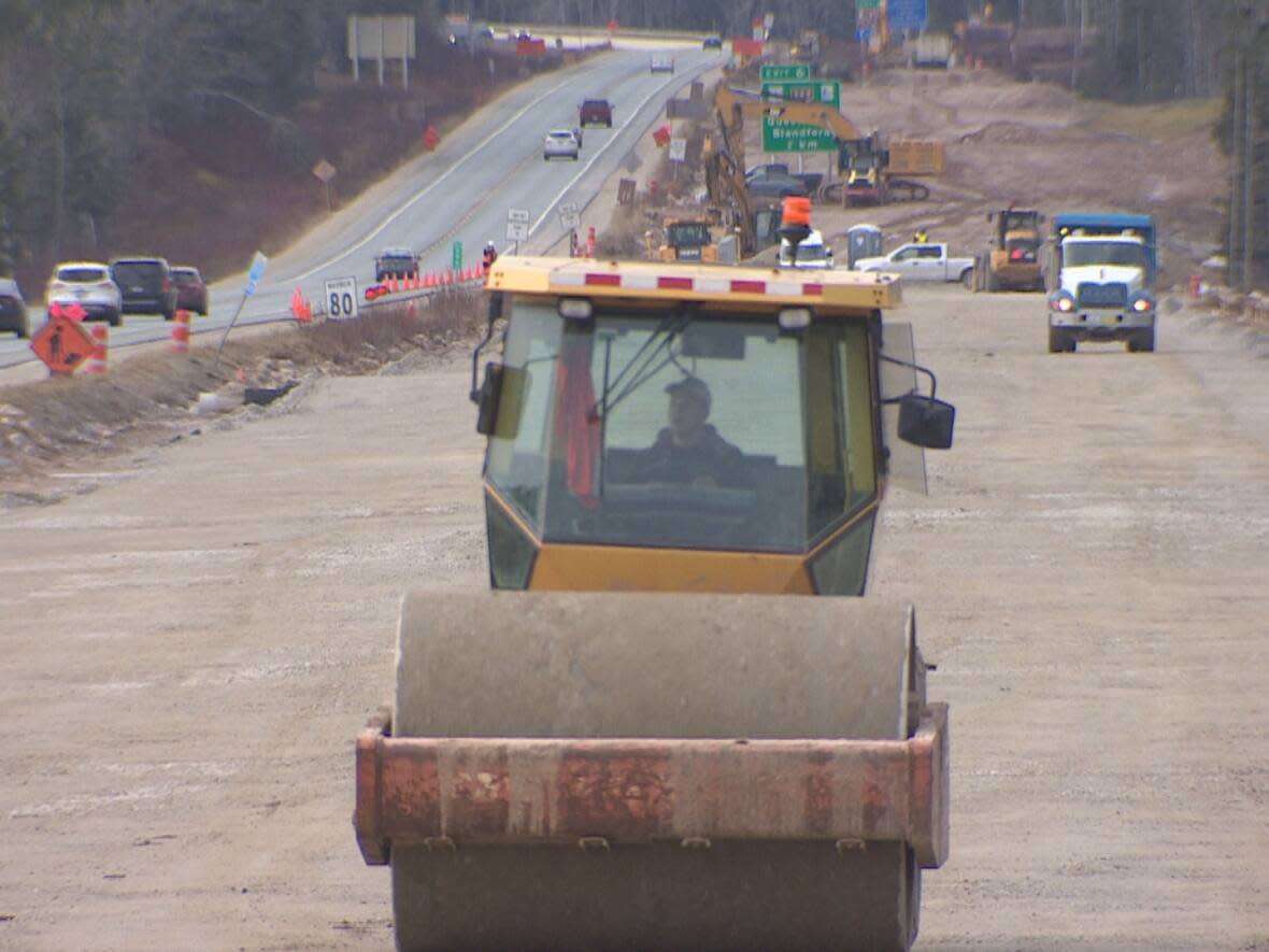 Work continues to twin a portion of Highway 103 from Hubbards to Ingramport. The work is expected to be complete in the summer of 2023 and come in under budget. (CBC - image credit)