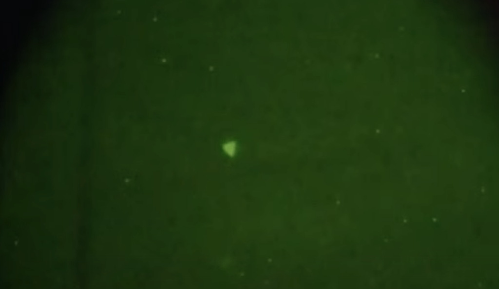 This image of a triangular UFO as seen from a US naval ship was presented to lawmakers by intelligence officials on 17 May (Us Department of Defense)