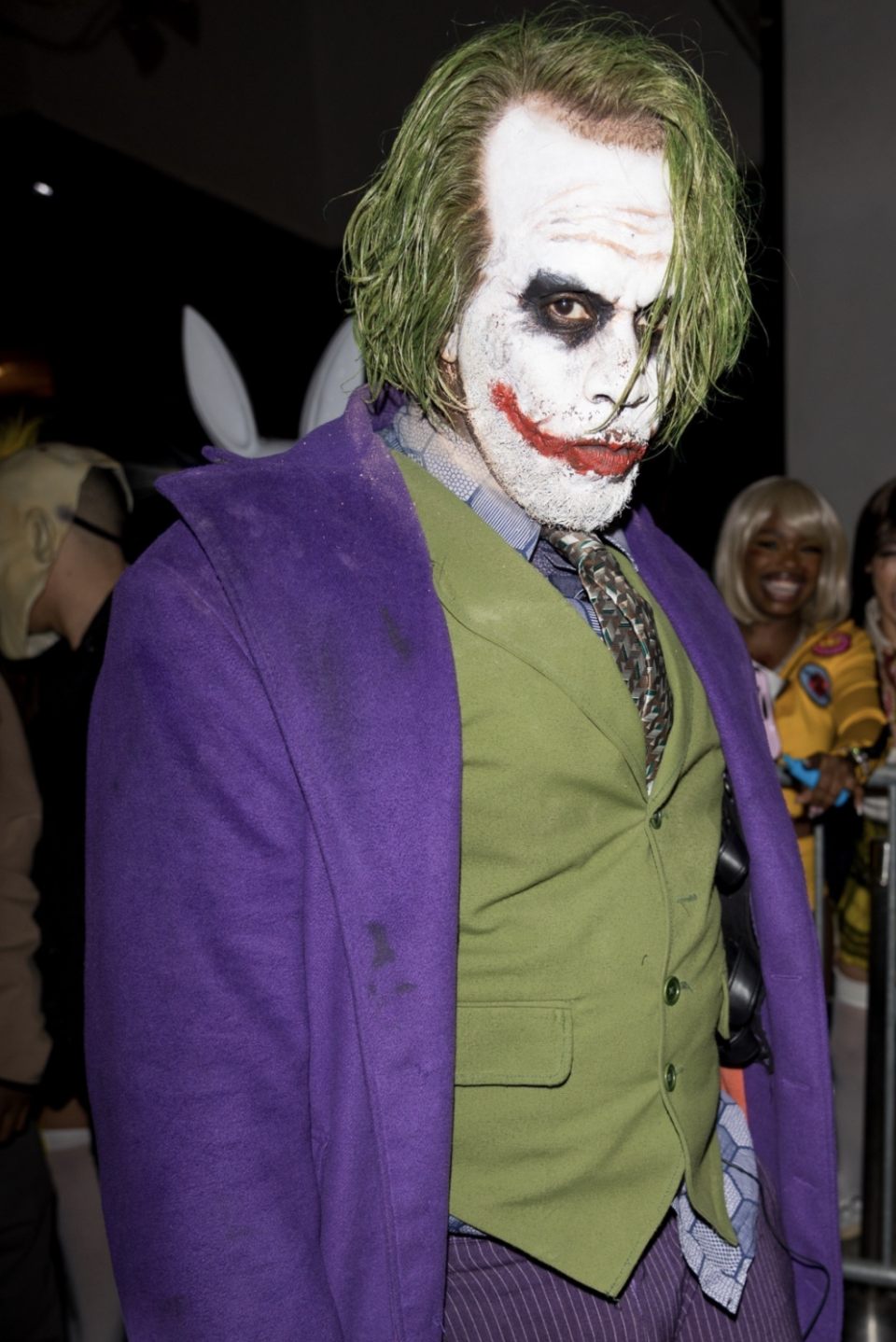 closeup of him in joker makeup