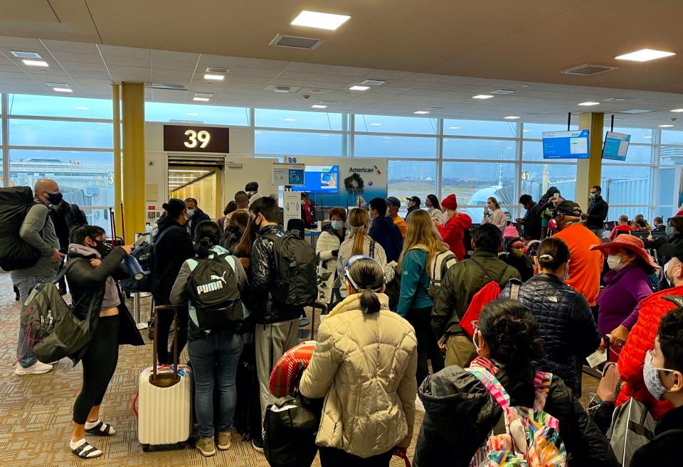 Crowded airport gate