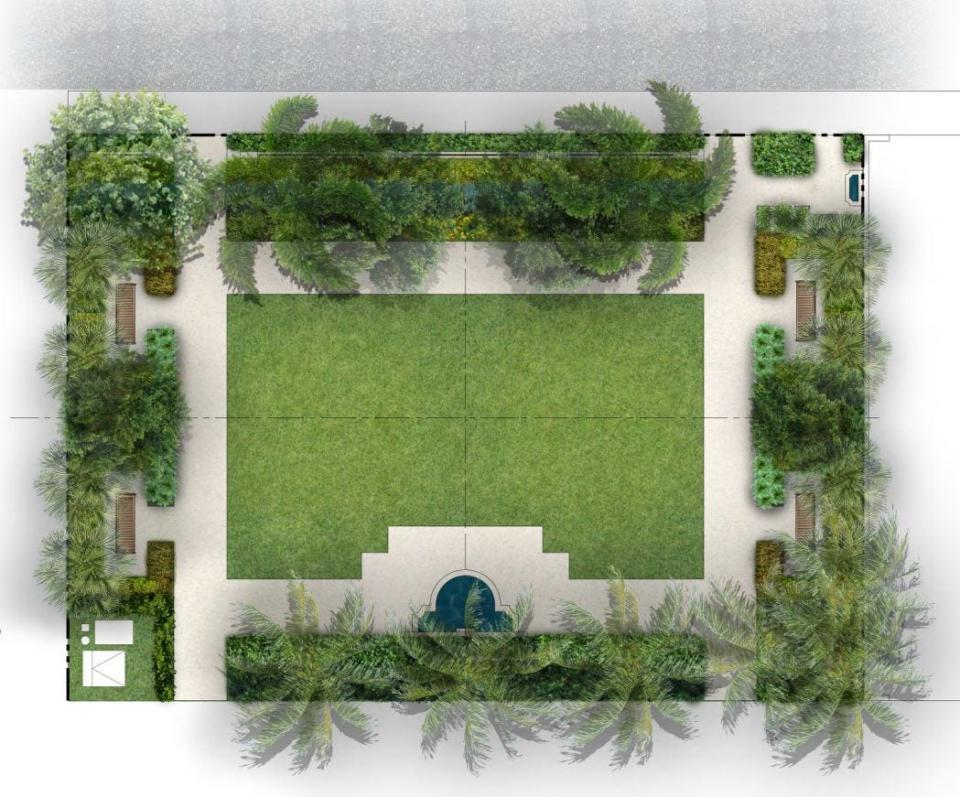 This rendering by Neivera Williams Design shows the planned upgrades to Palm Beach's pocket park on 240 Park Ave. Money for the project was donated to the town by an anonymous person.