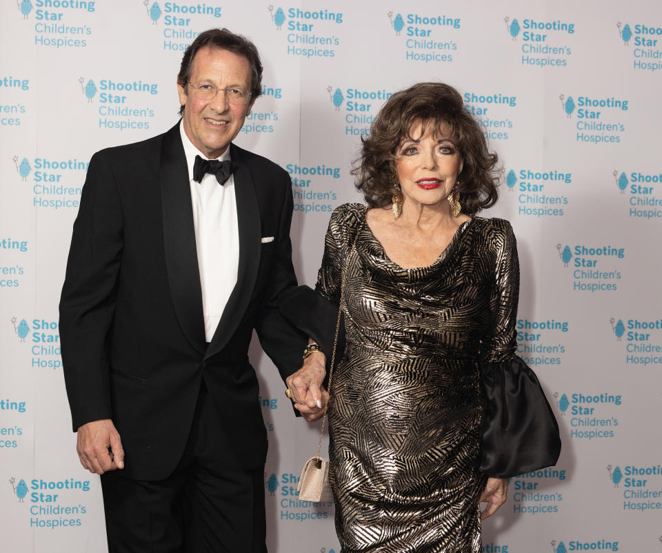 Joan Collins pictured with her husband Percy Gibson. (Getty Images)