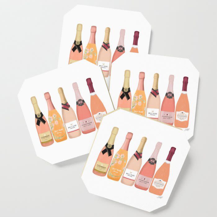 Rosé Champagne Bottle Coasters